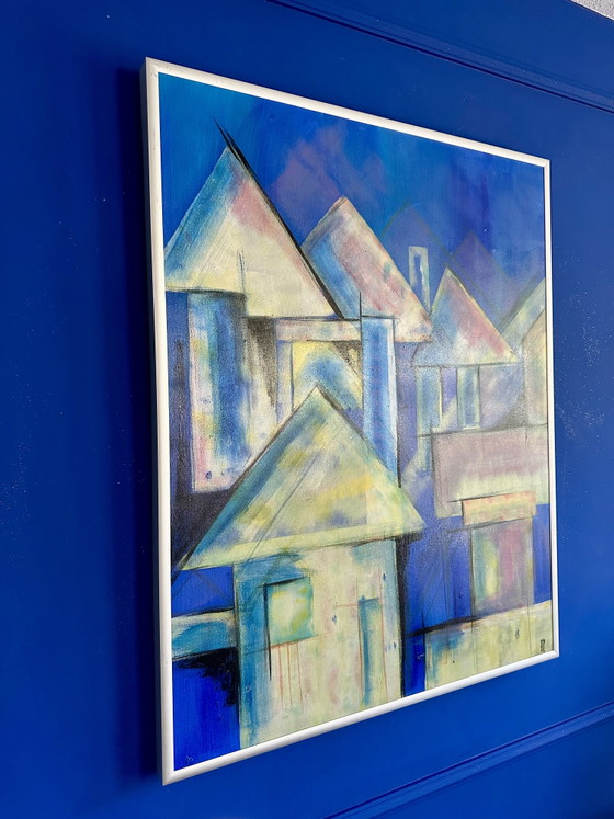 Image 1 of Painting by Anke Peddemors Electric Blue Houses