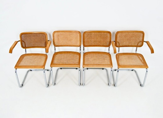Image 1 of Eetkamerstoelen Stijl B32 van Marcel Breuer, Set van 4