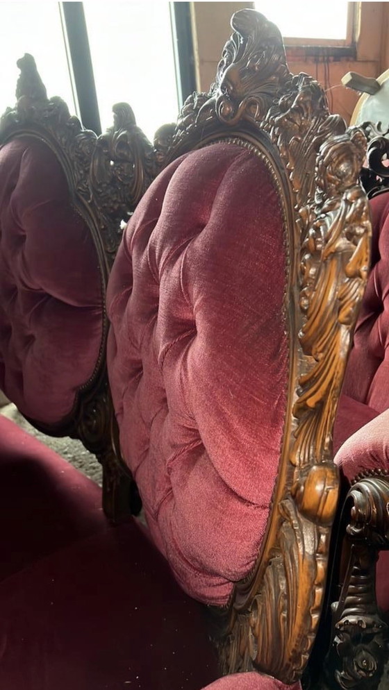 Image 1 of Barok bank met fauteuils 