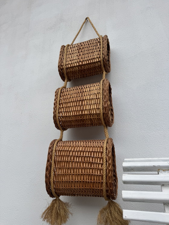 Servitore sospeso in vimini rattan anni '60 – Decorazioni murali (photo 7 of 13)