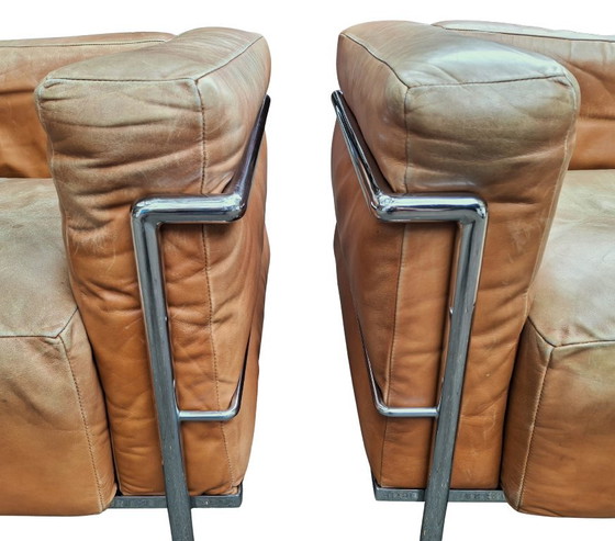 Le Corbusier Poltrone Cassina LC3 Originali d'Epoca (Coppia) – Vintage Anni '70 – Pelle Cognac – N. di Serie (photo 9 of 16)