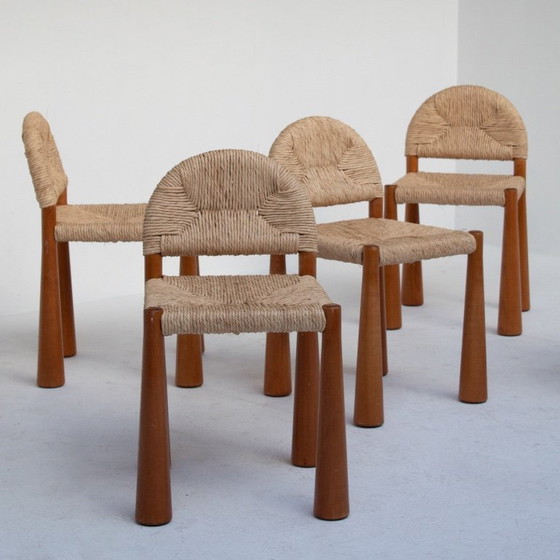 Image 1 of Set mit 6 Alessandro Becchi „Toscanolla“ Esszimmerstühlen für Giovannetti