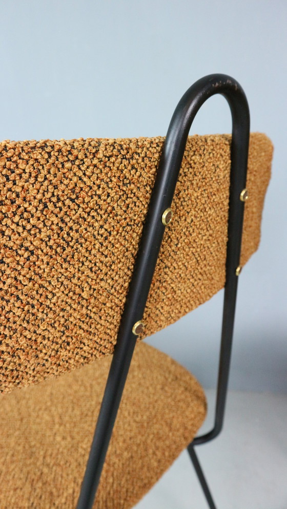 Image 1 of Ensemble de 4 chaises de salle à manger italiennes nouvellement tapissées 1950