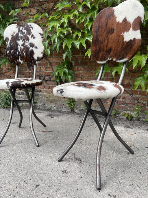 Kare Design Klappstühle (2x), Kuhfell – klapstoelen, Leather, Metal (photo 2 of 11)