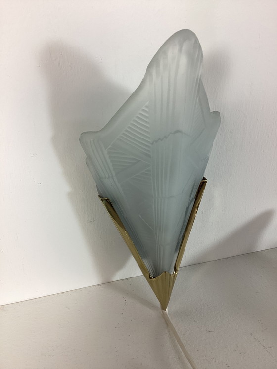 Image 1 of Dos lámparas de pared de IKEA de estilo art decó de cristal con cobre