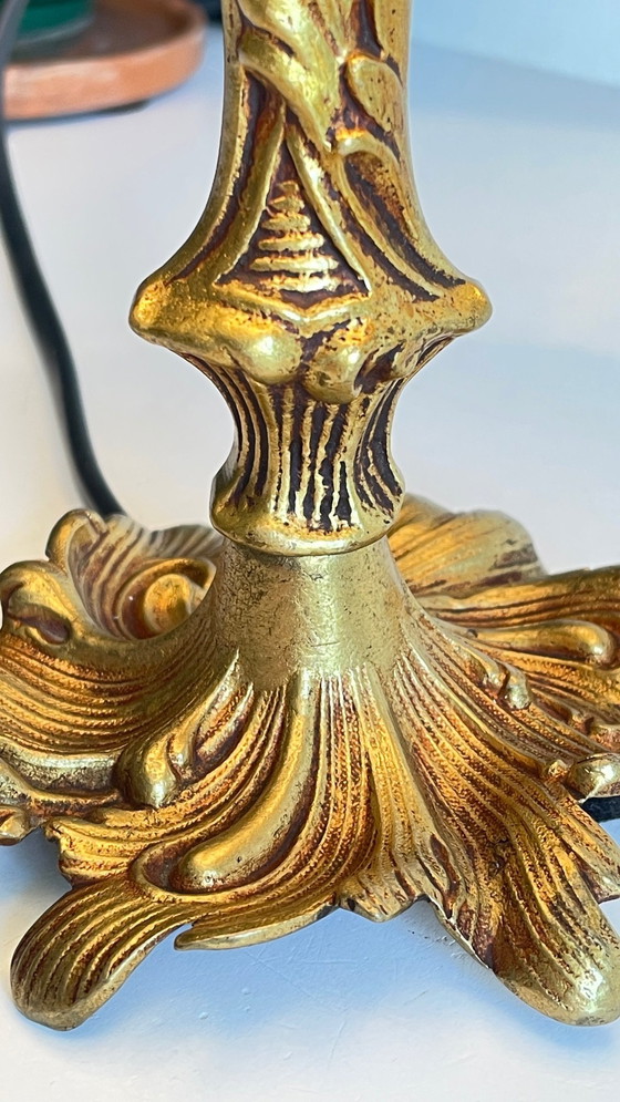 Image 1 of Vintage Bronze Lampe Mit Gold Patina