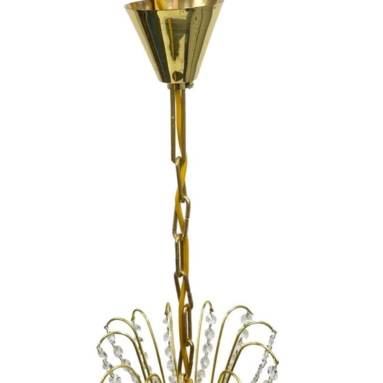 Image 1 of Kamenický Šenov crystal chandelier, gilded brass, 1970s, Czechoslovakia