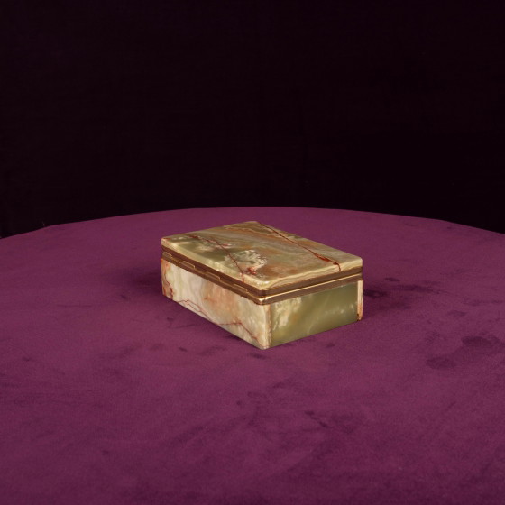 Groene Onyx en Messing Doos met Deksel, Italië 1970 – Decoratieve objecten, Marble, Italian Design (photo 2 of 18)