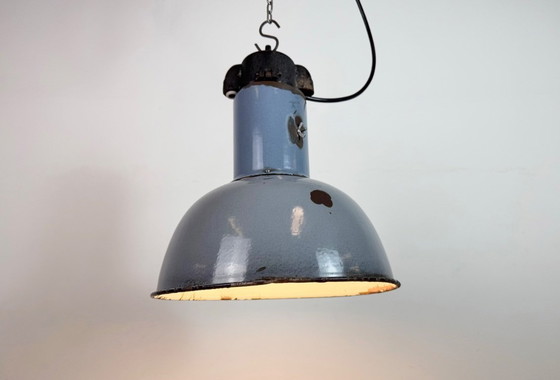 Image 1 of Industrial Grey Enamel Bauhaus Pendant Lamp, 1930s