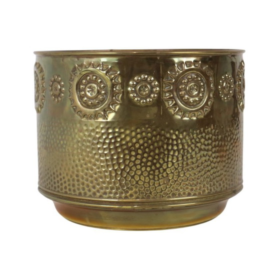 Grote Messing Plantenbak Jardinière Brandhout Repoussé – Brass (photo 2 of 15)