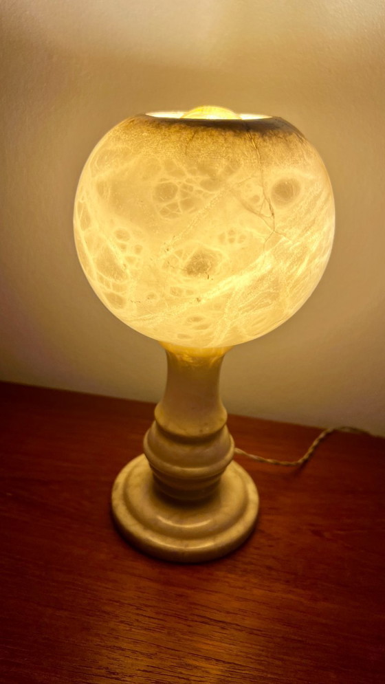 Image 1 of Mid-Century Modern Spherical Alabaster Table Lamp – Spain, 1970s