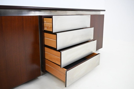 "Parioli" Sideboard von Giotto Stoppino für Acerbis, 1970er Jahre, Holz, Metall, Braun, 1960 (Foto 10 von 13)