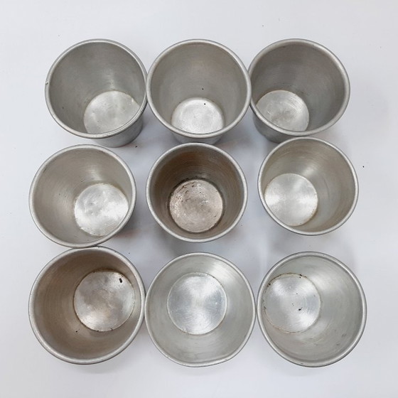 Image 1 of 9 x vintage aluminum caramel custard cups