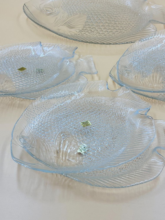 Image 1 of Servicio de pescado de cristal Arcoroc: 1 bandeja + 6 platos