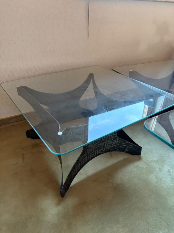 Mesa Brutalista Brutalista con Tapa de Cristal 80x80 cm – Mesas de centro, Glass, Metal (photo 3 of 5)