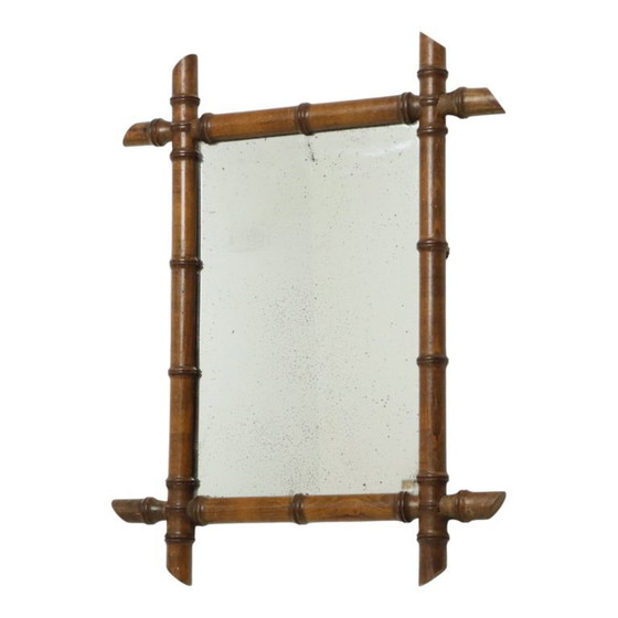 Image 1 of Espejo francés de madera imitación bambú antiguo de 52x39 cm.