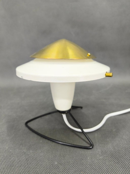 Zukov Czech Space Age Table Lamp, Brass and White Metal, 1970s