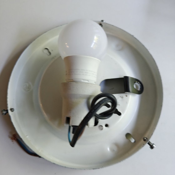 Image 1 of Lampada da soffitto/parete vintage anni '70 in vetro ghiaccio – Brutalismo ed era spaziale