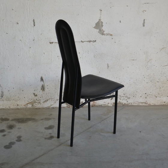 Image 1 of 6 chaises de salle à manger en cuir