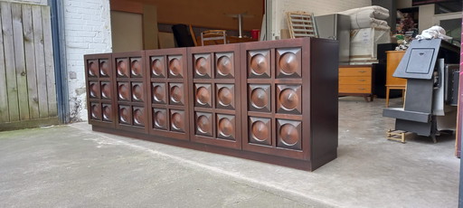 Sideboard Vintage Dressoir Brutaliste en Acajou années 1970's 