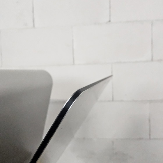 Image 1 of Modern curved metal minimalist side table with magazine rack / newspaper rack / magazine rack