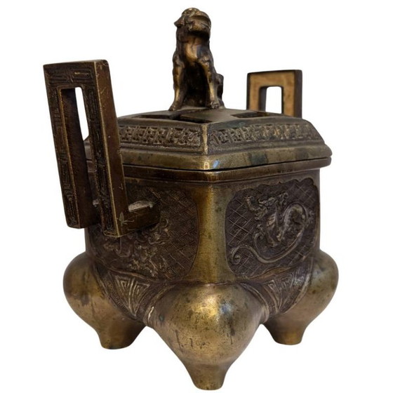 Antieke Chinese bronzen wierookbrander met draak en Foo Dog – 107 – Decoratieve objecten (photo 5 of 9)