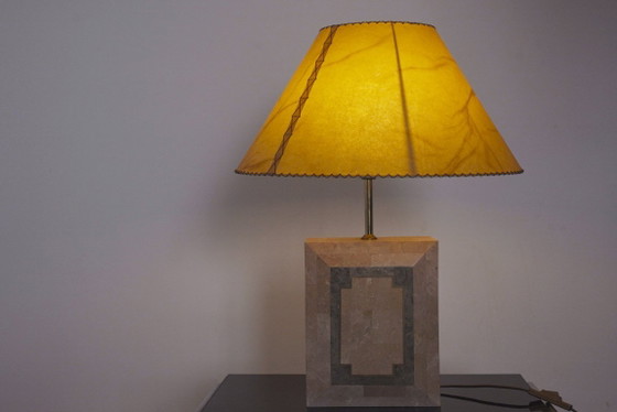 Image 1 of Vintage Marble Table Lamp Italian Art Deco Stone Lamp Geometric Marble Lighting Mid Century Modern Accent Lamp