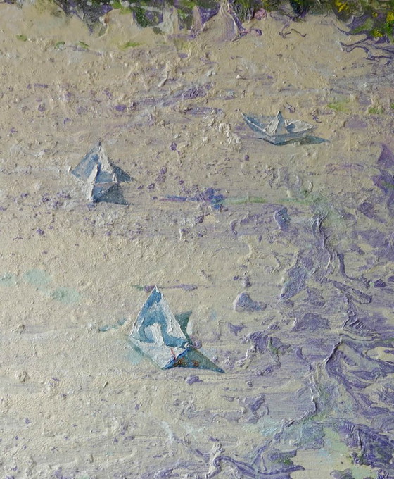 Original Oil Painting Contemporary Art Landscape Flood Water – Paintings & Drawings, Canvas (photo 4 of 7)