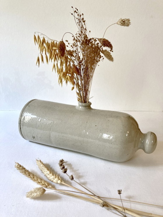 Image 1 of Antique horizontal hot water bottle in glazed stoneware, late 19th century