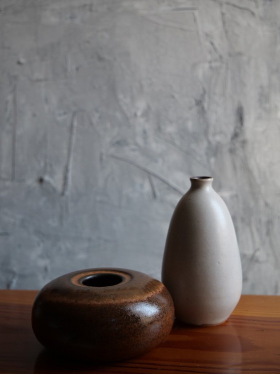 Image 1 of Brown vintage ceramic vase from Töpferhof Gramann Mid-Century