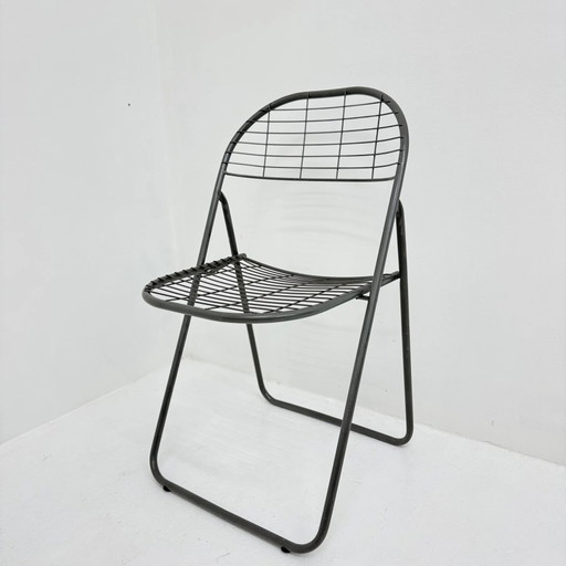 Niels Gammelgaard for Ikea grauer Draht Metall Klappstuhl, 1970er Jahre