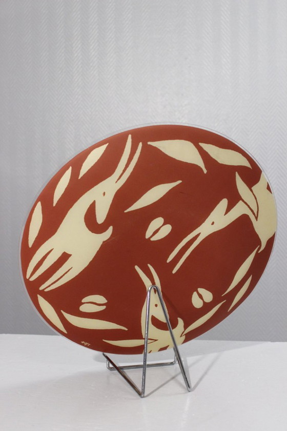 Image 1 of Yves Blayo grande piatto decorativo in vetro design postmoderno Francia anni '90
