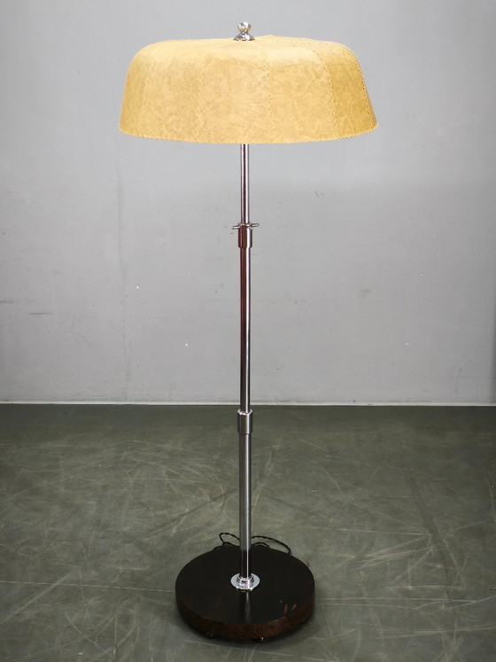 1950s Czechoslovakian Art Deco Chrome Floor Lamp with Handmade Shade – Floor lights, Metal, Paper (photo 13 of 13)