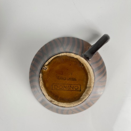 Image 1 of "Domino" coffee/tea cup duo, Sarreguemines, 1960
