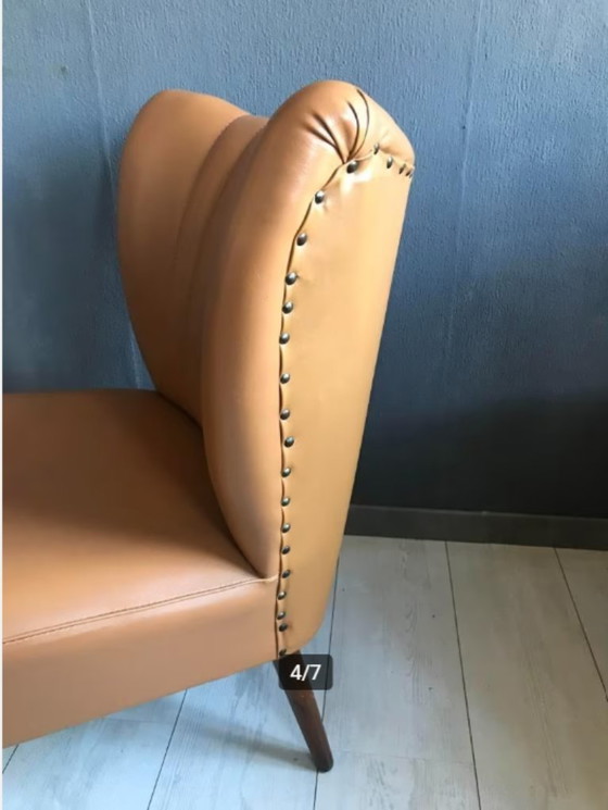 Image 1 of Vintage cocktail stoel leer, jaren '60