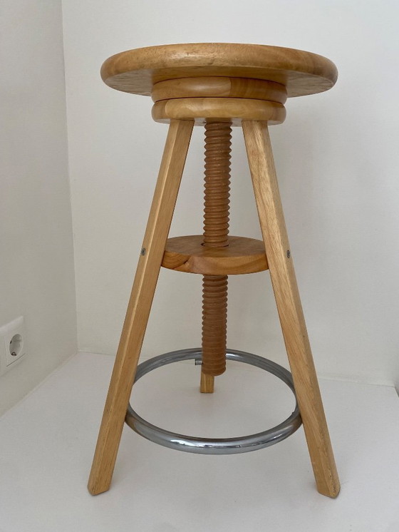 Image 1 of Vintage wooden stool, piano stool, painting stool, artist stool, industrial stool - 1980s