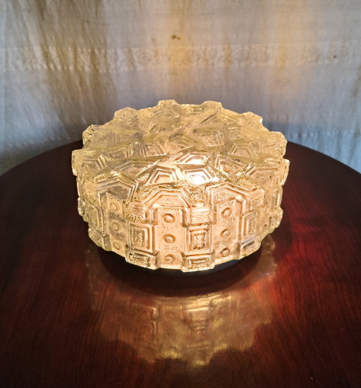 Gegoten glazen plafondlamp of wandlamp - Midden 20e eeuw