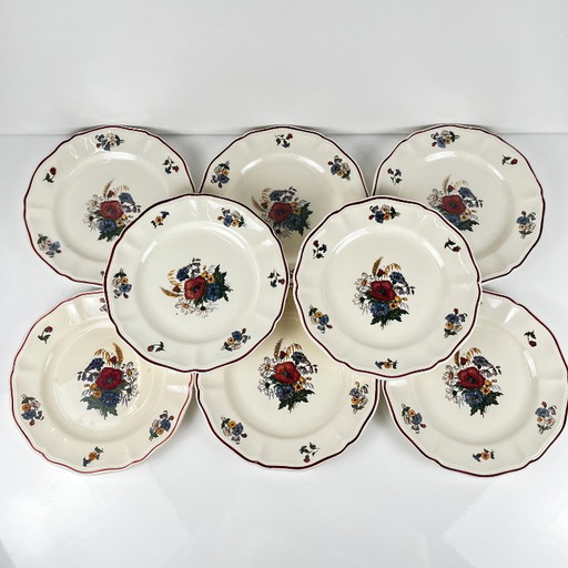 Set di 8 piatti da dessert "Agreste" di Sarreguemines, XX secolo