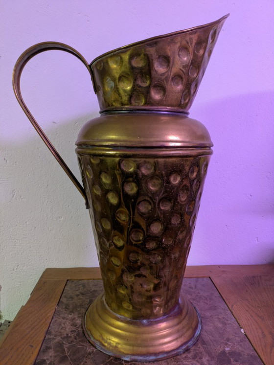 Vintage hammered brass umbrella stand, Copper, Gold (photo 2 of 6)