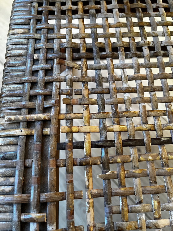 Image 1 of Fauteuil vintage en teck et rotin, design milieu du siècle