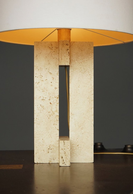 Image 1 of Mid-Century Table Lamp in Travertine, Italy, 1970s