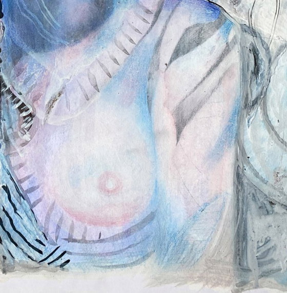 Image 1 of Erotic expressionist portrait of N. Boéri Véfour. France, 1960s