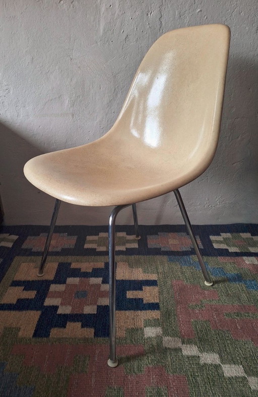 Silla DSX de fibra de vidrio de principios de los 50, diseñada por Charles y Ray Eames para Herman Miller.