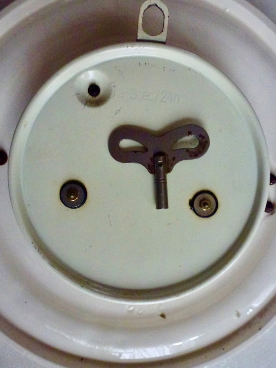 Image 1 of Vintage Junghans wall clock, mint green and gold accents, mid-20th century, Germany