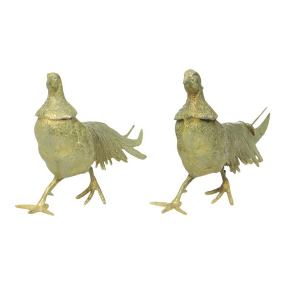 Image 1 of Vintage Couple Copper Pheasant Statues