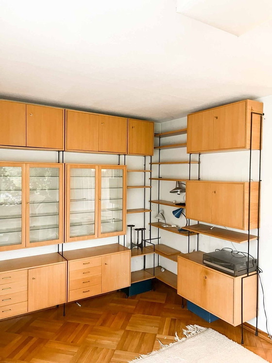 Image 1 of Large Ernest Hilker “OMNIA” modular wall shelf Omnia” modular wall shelf designed by Ernst Hilker, Germany, circa 1960. 