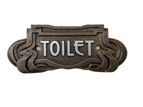 Image 1 of Set Of 3 Cast Iron Toilet Signs - Art Nouveau Style