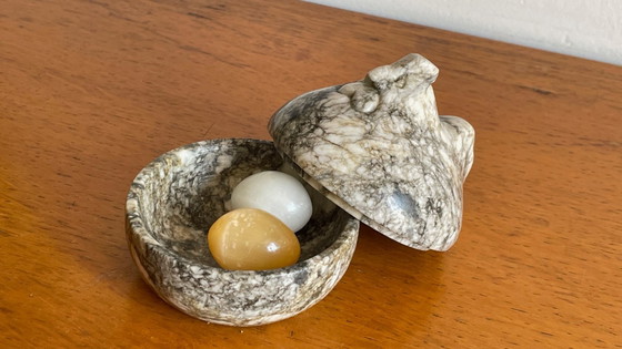 Image 1 of Vintage Marble Hen with Eggs Sculpture