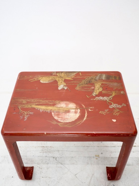 Image 1 of tavolino laterale laccato rosso art déco giapponese