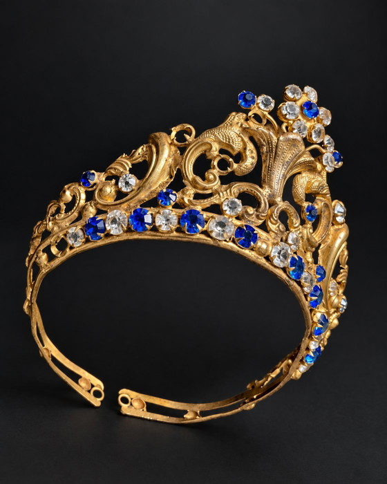Antigua Tiara Corona Francesa para Estatua Religiosa, Latón Dorado y Cristal, c.1900 – Objetos decorativos (photo 4 of 8)